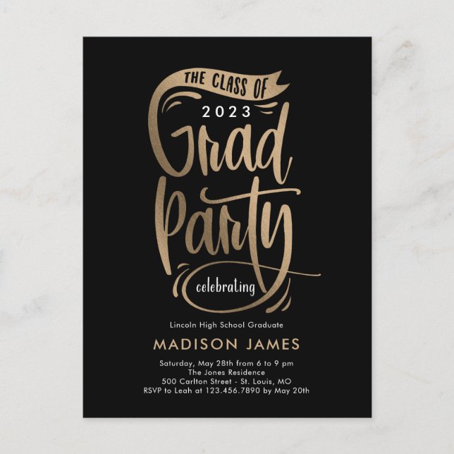 Party Banner Graduation Party Invitation Postcard (Front)