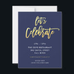 PARTY Bar Mitzvah modern navy   faux gold script Invitation<br><div class="desc">*** NOTE - THE SHINY GOLD FOIL EFFECT IS A PRINTED PICTURE *** - - - - - - - - - - - - - - - - - - - - - - - - CONTACT ME for custom "faux gold foil effect type" Love the design, but would...</div>