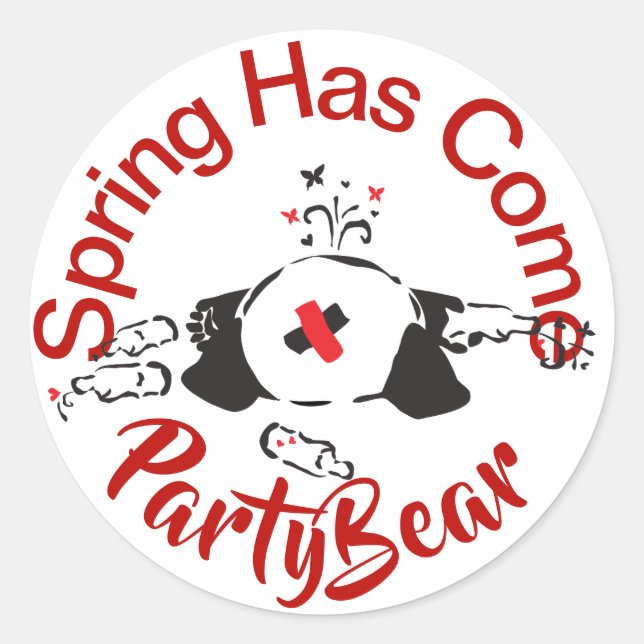 Party Bear Spring Has Come Classic Round Sticker (Front)