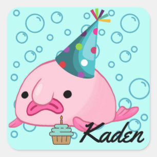 Party Blobfish Personalised Square Sticker