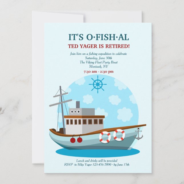 Party Boat Fishing Invitation (Front)