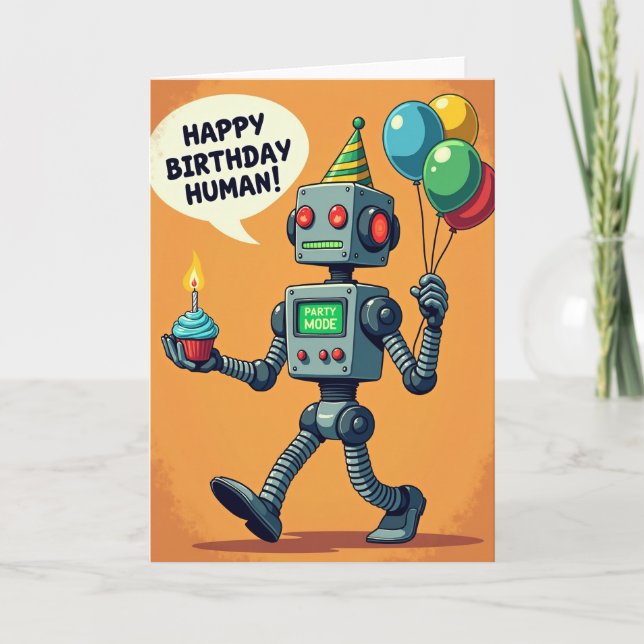 Party Bot Cupcake Card (Front)