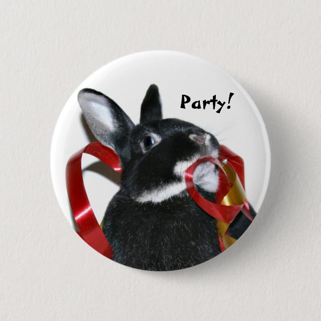 Party Bunny 6 Cm Round Badge (Front)