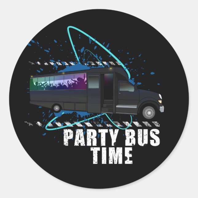 Party Bus  Classic Round Sticker (Front)