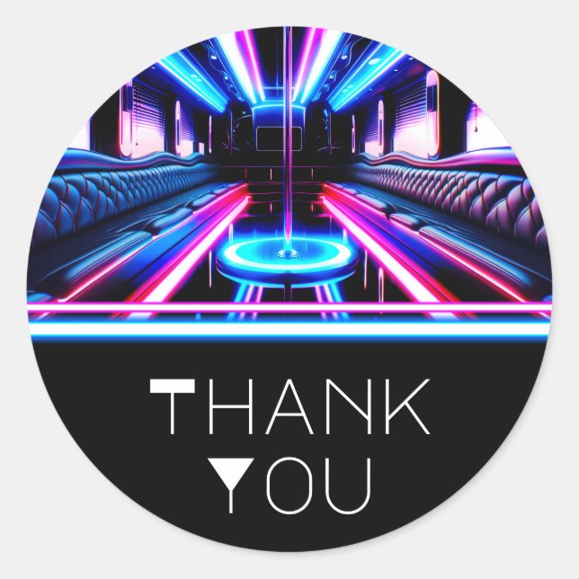 Party Bus Glow Lights Dance Floor Birthday Party Classic Round Sticker (Front)