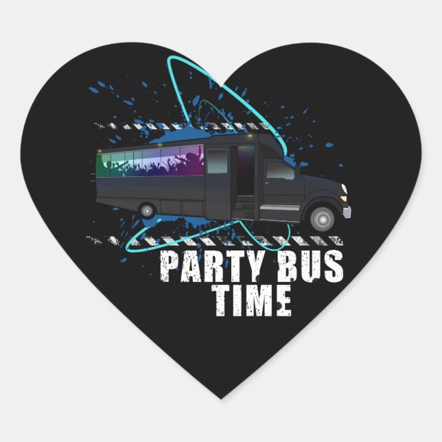 Party Bus Time Heart Sticker (Front)