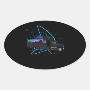 Party Bus Time Neon Nightlife Fun Celebration Oval Sticker