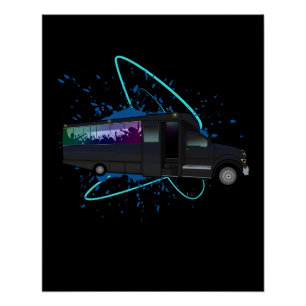 Party Bus Time Nightlife Colourful Wall Art