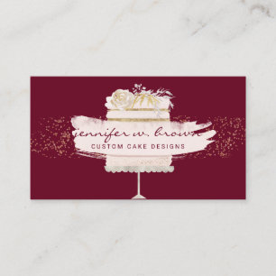Party Cake Glitter Burgundy Business Card