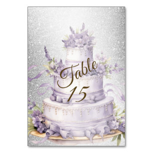 Party Cake Lavender Floral Elegant Watercolor Table Number