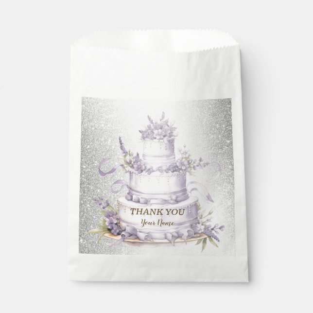 Party Cake Lavender Floral Watercolor Elegant Favour Bags (Front)