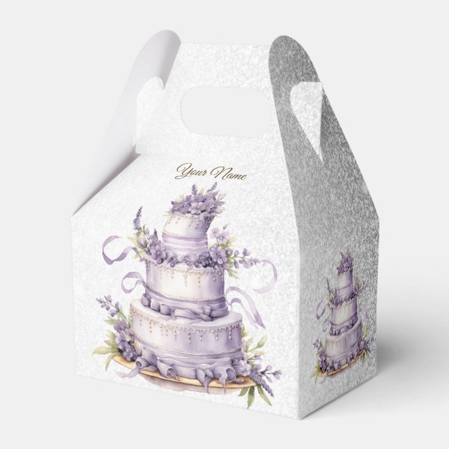 Party Cake Lavender Floral Watercolor Elegant Favour Box (Front Side)