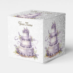 Party Cake Lavender Floral Watercolor Elegant Favour Box