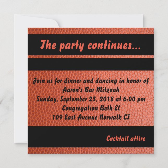 Party Card for Hoops Bar Mitzvah Collection (Front)
