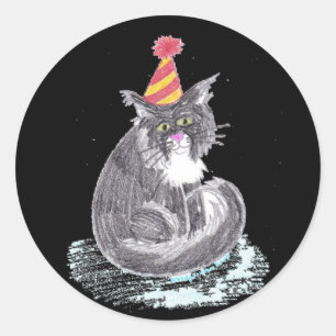 Party Cat Classic Round Sticker