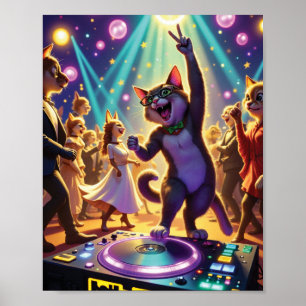 Party Cat DJ Leading the Ultimate Dance Floor Bash Poster