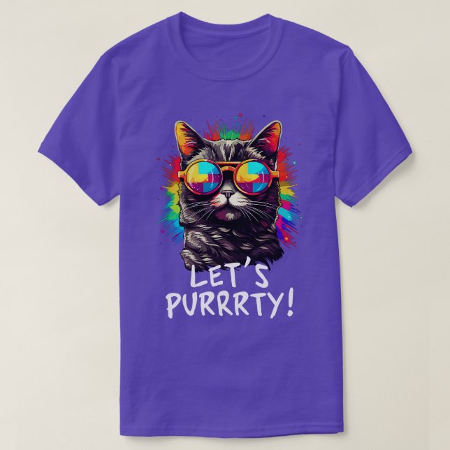 Party Cat in Sunglasses Men Women 90s Retro Pun Fu T-Shirt (Design Front)