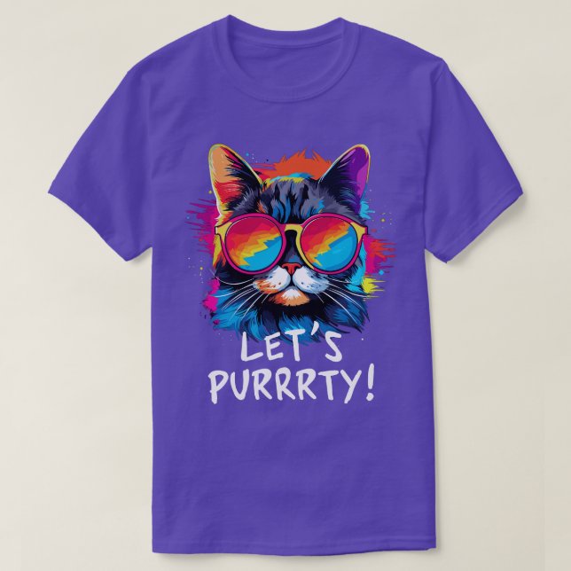 Party Cat in Sunglasses Men Women 90s Retro Pun Fu T-Shirt (Design Front)