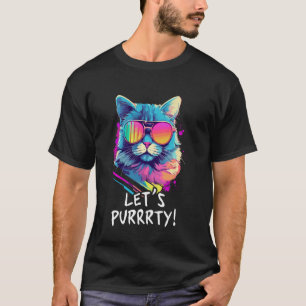 Party Cat in Sunglasses Men Women 90s Retro Pun Fu T-Shirt