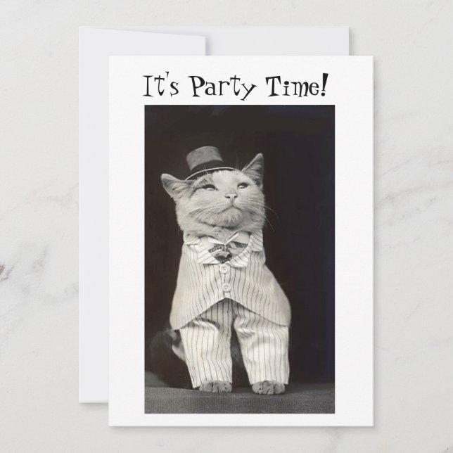 Party Cat Invitation Card (Front)