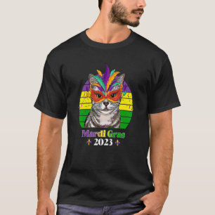 Party Cat Mask Beads Mardi Gras 2023  10 T-Shirt