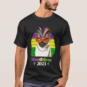 Party Cat Mask Beads Mardi Gras 2023  6 T-Shirt