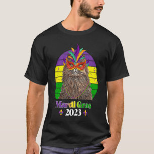 Party Cat Mask Beads Mardi Gras 2023 7 T-Shirt