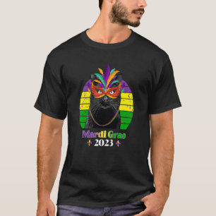 Party Cat Mask Beads Mardi Gras 2023  9 T-Shirt