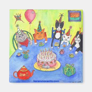 Party Cats!  Birthday kitty cats fun funny cards Magnet