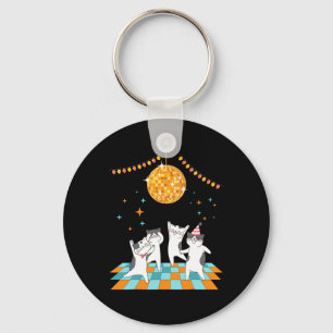 Party Cats Dancing Under Disco Ball Key Ring