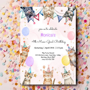 Party cats meow-gical kids birthday invitation