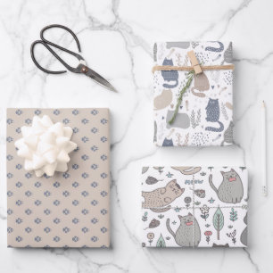 Party Cats Scandinavian Style Wrapping Paper Sheet