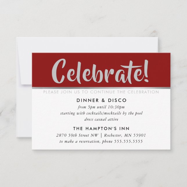 PARTY CELEBRATION CARD dark red burgundy silver (Front)