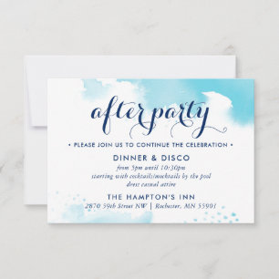 PARTY CELEBRATION CARD modern aqua blue watercolor