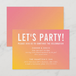 PARTY CELEBRATION CARD modern pink yellow gradient