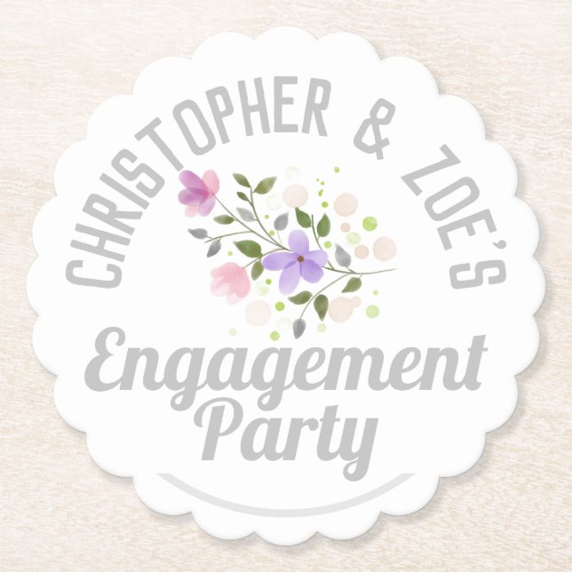 Party Celebration. Engagement Party Paper Coaster (Front)