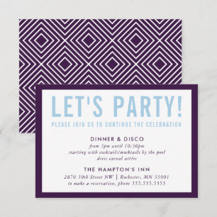 PARTY CELEBRATION INFO modern bold aubergine blue Invitation