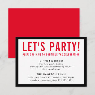 PARTY CELEBRATION INFO modern bold boy black red Invitation