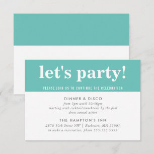 PARTY CELEBRATION INFO modern bold boy mint green Invitation