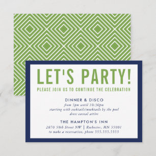 PARTY CELEBRATION INFO modern bold navy blue green Invitation