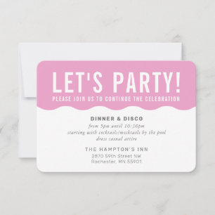 PARTY CELEBRATION INFO modern bold wave pink Invitation