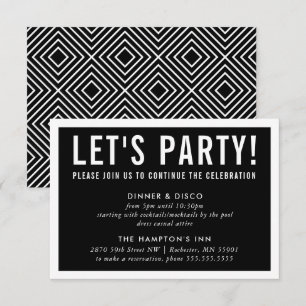 PARTY CELEBRATION INFO simple modern bold black Invitation