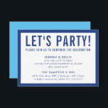 PARTY CELEBRATION INFO simple modern bold blue Invitation<br><div class="desc">by kat massard >>> www.simplysweetPAPERIE.com <<< A simple design for your PARTY CARDS - to match your main invitations. Love the design, but would like to see some changes - another colour scheme, product, add a photo or adapted for a different occasion - no worries simply contact me, KAT@SIMPLYSWEETPAPERIE.COM I...</div>