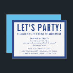 PARTY CELEBRATION INFO simple modern bold blue Invitation<br><div class="desc">by kat massard >>> www.simplysweetPAPERIE.com <<< A simple design for your PARTY CARDS - to match your main invitations. Love the design, but would like to see some changes - another colour scheme, product, add a photo or adapted for a different occasion - no worries simply contact me, KAT@SIMPLYSWEETPAPERIE.COM I...</div>