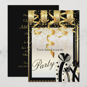 Party Celebration Invitation in Gold & Black