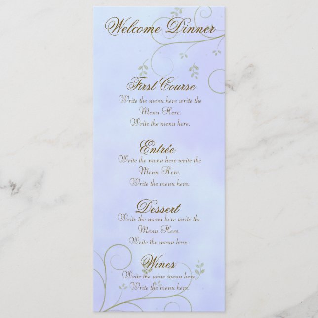 Party Celebration Menu | Elegant Light Blue Set (Front)