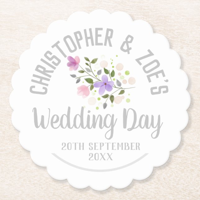 Party Celebration of a Wedding. Wedding Day Paper Coaster (Front)