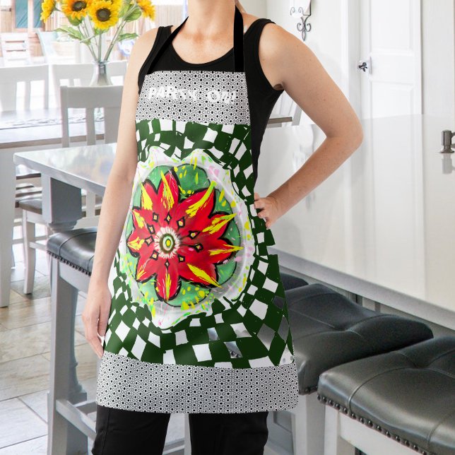 Party Chequered Abstract Fun Lively Painting  Apron (Creator Uploaded)