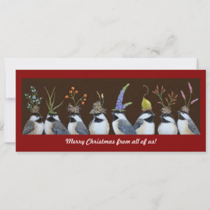 Party Chickadees Christmas flat card