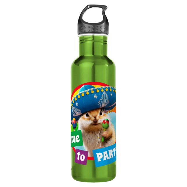 Party Chipmunk In Sombrero 710 Ml Water Bottle (Front)
